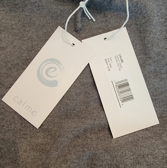 🔖👉🎉NWT🎉👉Johnny Was Calme Hooded Cozy Tee Gray Boxy Cropped T Shirt - Picture 5 of 9